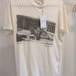 Anine Bing Cream Graphic Short Sleeve Tee